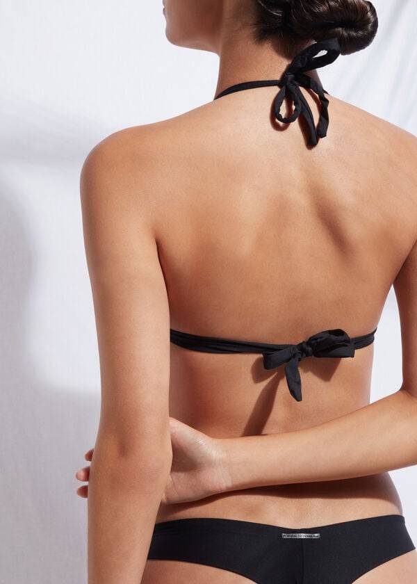 dámské černé bikinové vršky calzedonia indonesia s trojúhelníkovým lemem