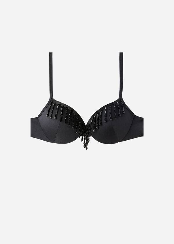 Černé dámské lehce vyztužené push-up bikinové vršky calzedonia taipei
