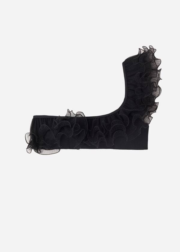 dámský lehce vyztužený horní díl bikin calzedonia single strap bandeau singapore černý