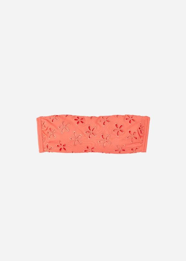 dámské vycpané bikiny calzedonia bandeau corfù coral orange