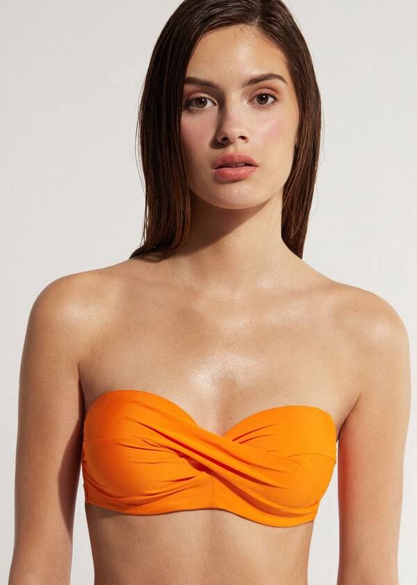 oranžové dámské vršky bikin calzedonia vyztužené bandeau indonesia
