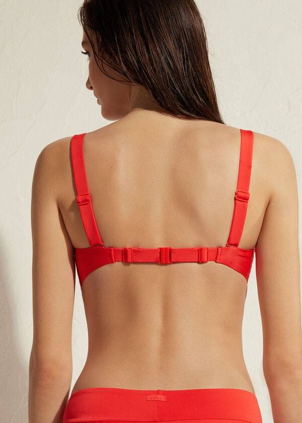 dámské červené vyztužené bandeau bikinové vršky calzedonia indonesia