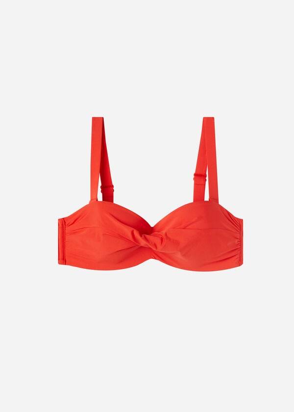dámské červené vyztužené bandeau bikinové vršky calzedonia indonesia