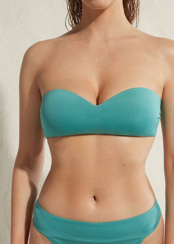 dámské vycpané vršky na bikiny calzedonia bandeau indonesia eco tyrkysové