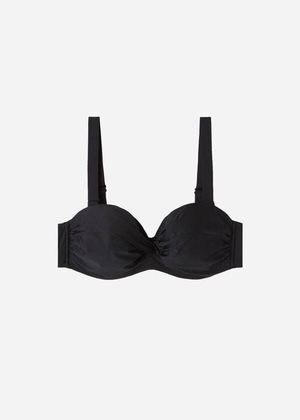 Černé dámské vycpané bandeau vršky bikin calzedonia indonesia eco cobey