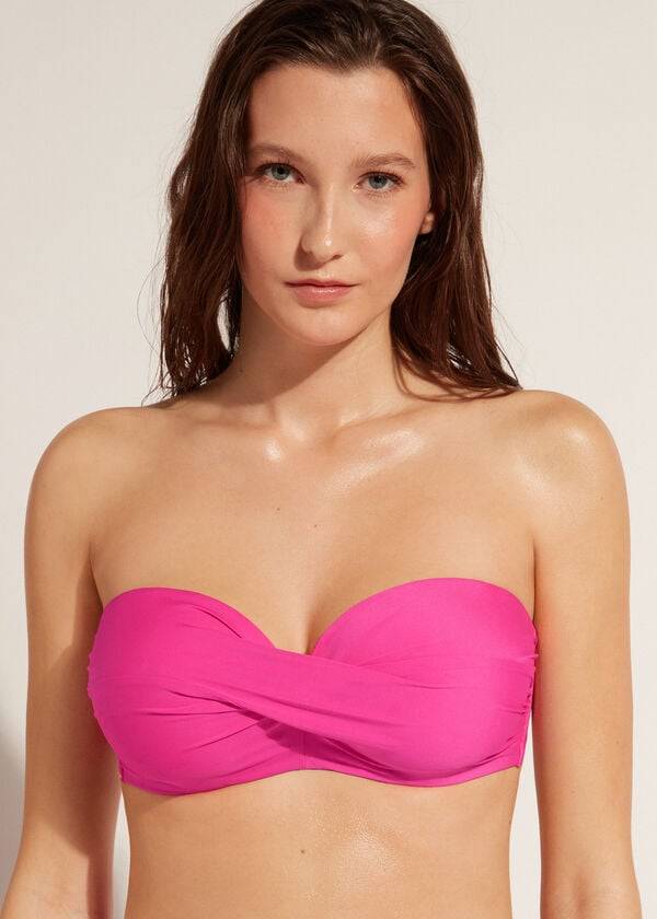 růžové dámské topy bikin calzedonia padded bandeau indonesia eco cobey