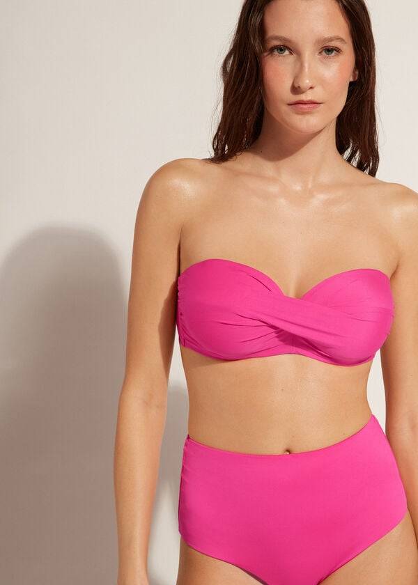 růžové dámské topy bikin calzedonia padded bandeau indonesia eco cobey