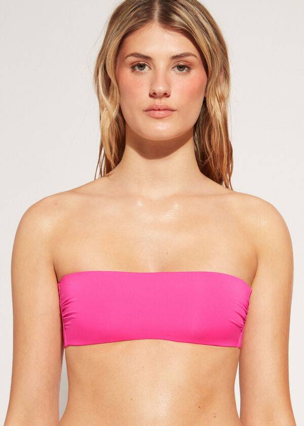 calzedonia padded bandeau indonesia eco rosa dámské topy bikin růžové