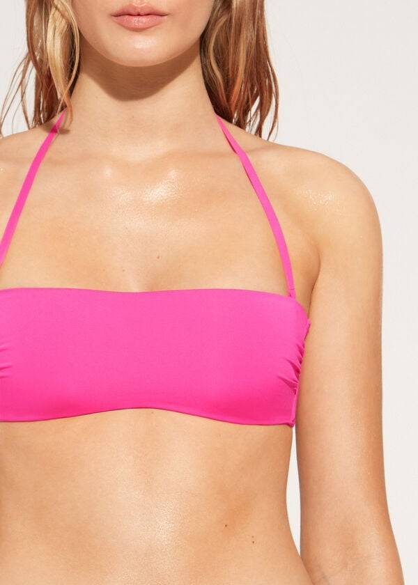 calzedonia padded bandeau indonesia eco rosa dámské topy bikin růžové