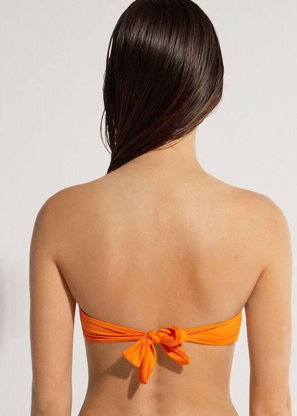 dámské bikinové vršky bez ramínek s vyztuženým páskem calzedonia padded bandeau indonesia eco oranžové