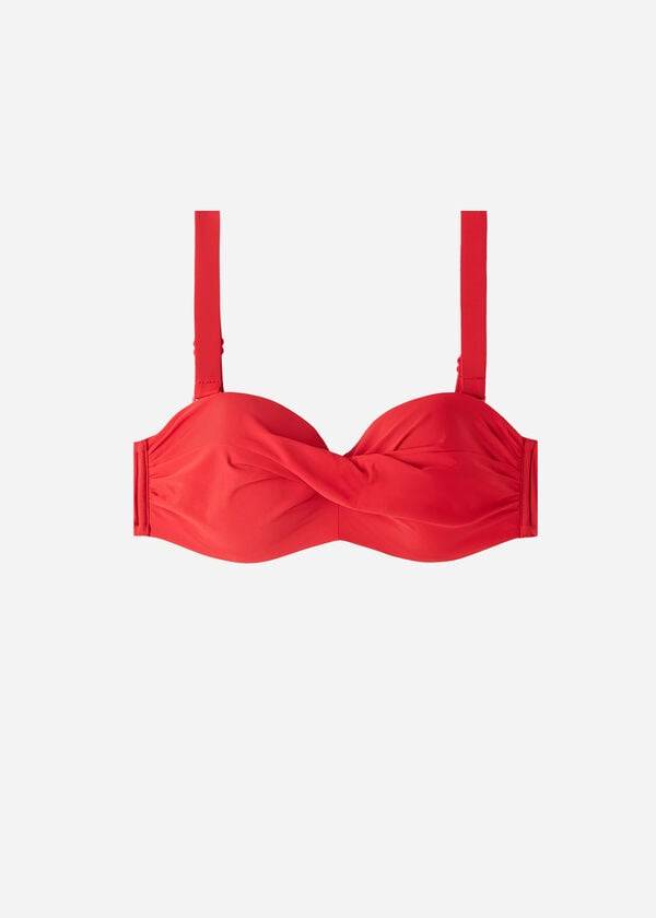dámský červený vyztužený bandeau top bez ramínek calzedonia indonesia