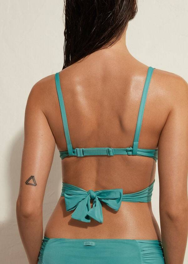 tyrkysové dámské vycpané push-up bikiny calzedonia indonesia eco