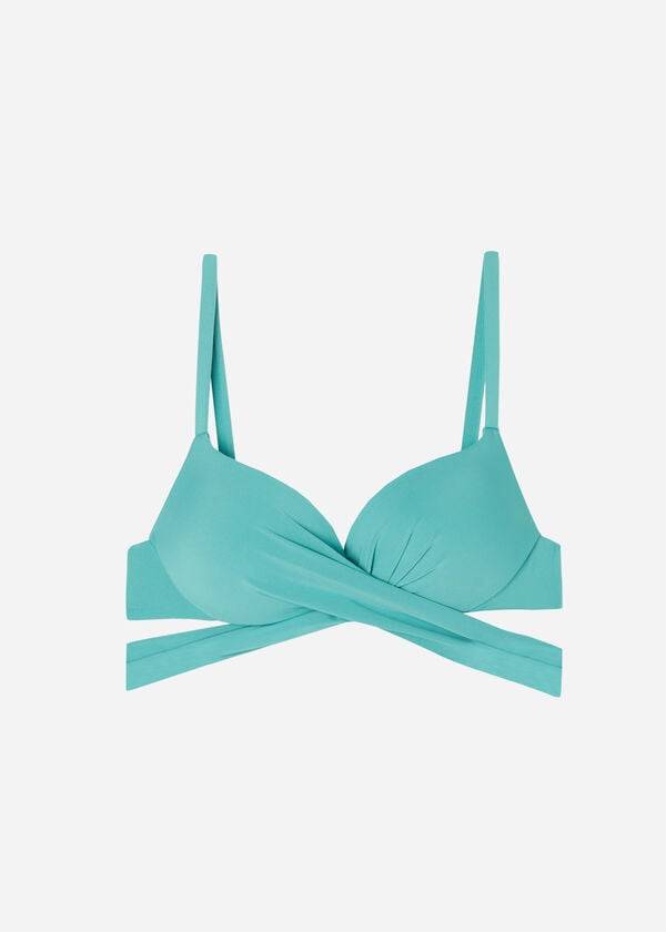 tyrkysové dámské vycpané push-up bikiny calzedonia indonesia eco