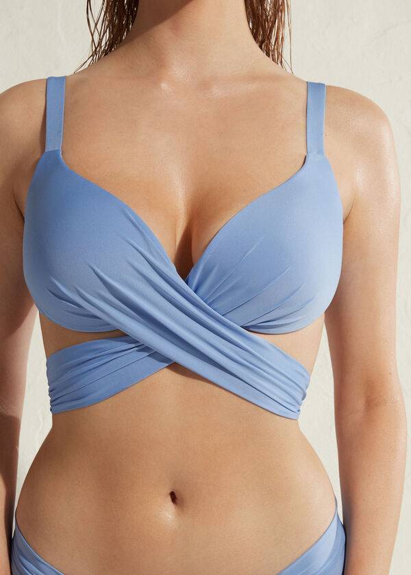 dámské vyztužené bikinové vršky calzedonia padded push up indonesia eco sexy modré