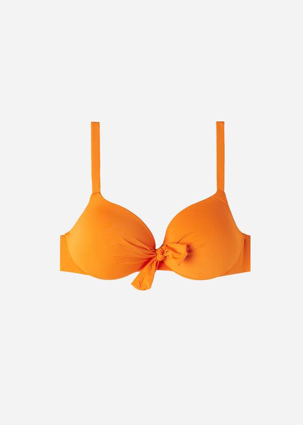 dámské sexy vycpané push-up bikiny calzedonia indonesia eco oranžové