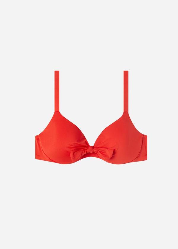 dámské vyztužené push-up bikinové vršky calzedonia indonesia eco sexy v červené barvě