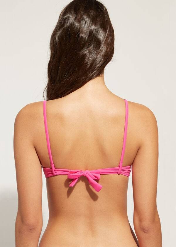 růžové dámské vyztužené push-up bikinové vršky calzedonia shanghai