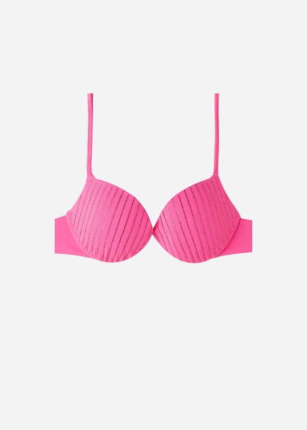 růžové dámské vyztužené push-up bikinové vršky calzedonia shanghai