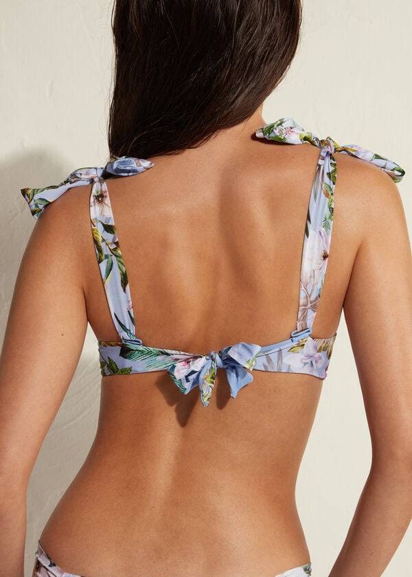 modré dámské vyztužené push-up bikinové vršky calzedonia atene