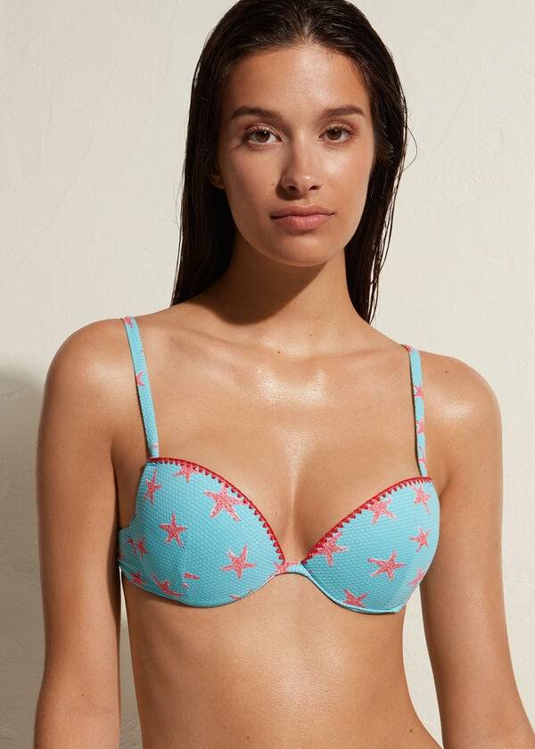 dámské vyztužené push-up bikinové vršky calzedonia buenos aires v tmavě modré barvě