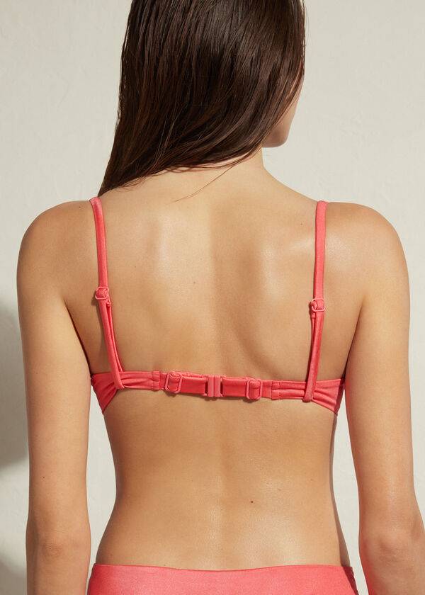 růžové dámské vycpané push-up bikinové vršky calzedonia cannes