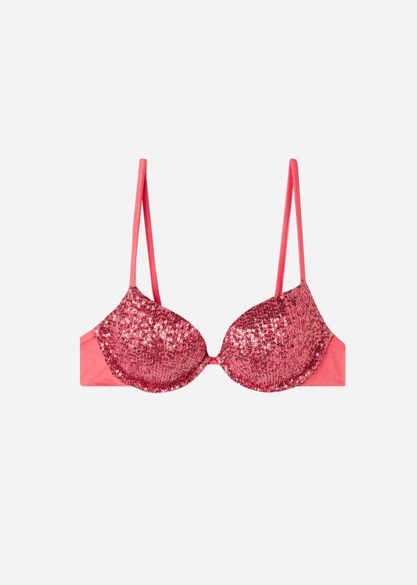 růžové dámské vycpané push-up bikinové vršky calzedonia cannes