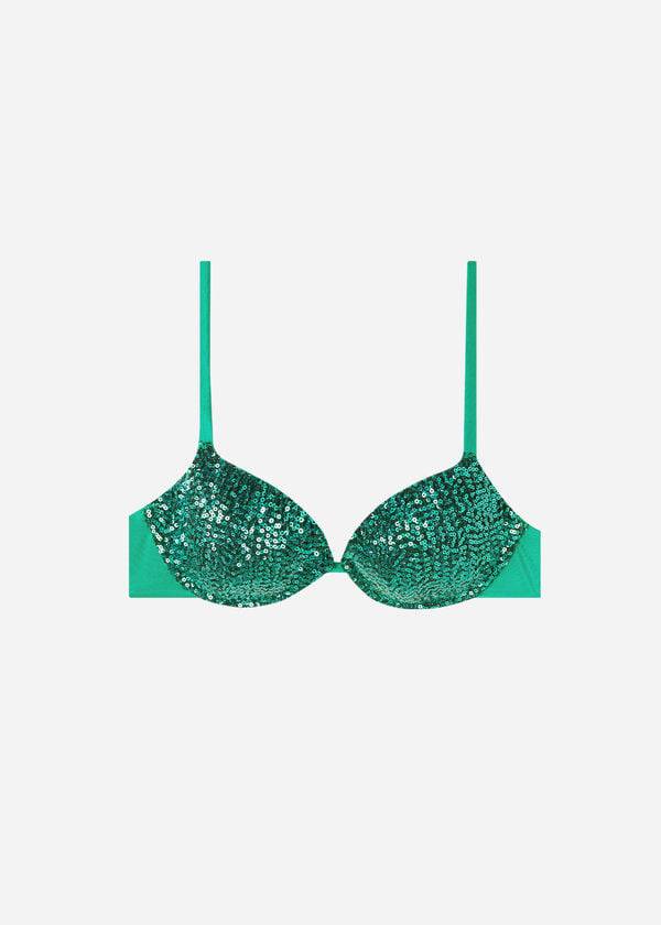 zelené dámské vycpané push-up bikinové vršky calzedonia cannes