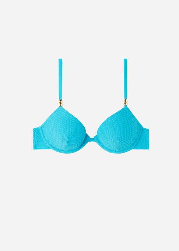 tyrkysové dámské vyztužené push-up bikinové vršky calzedonia casablanca