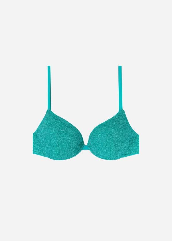 dámský modrý vyztužený push-up bikinový top calzedonia las vegas