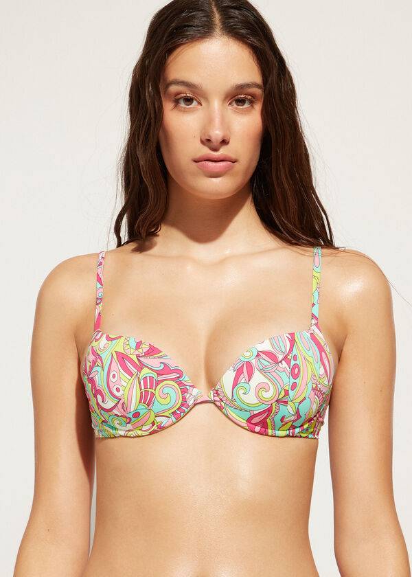 vícebarevné dámské vyztužené push-up bikiny calzedonia londra