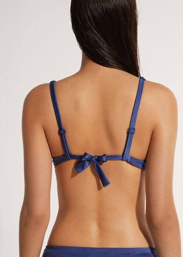dámské vyztužené push-up bikinové vršky calzedonia marrakech v tmavě modré barvě