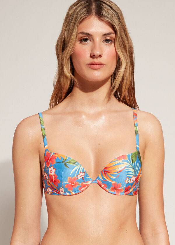zelené dámské vyztužené push-up bikinové vršky calzedonia maui