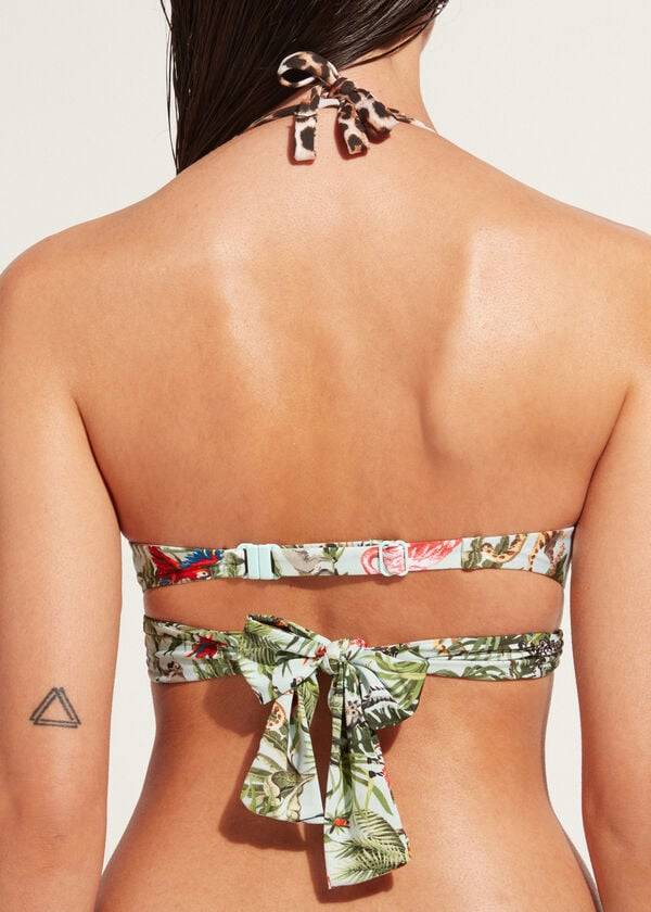dámský zelený vyztužený push-up top calzedonia nairobi eco