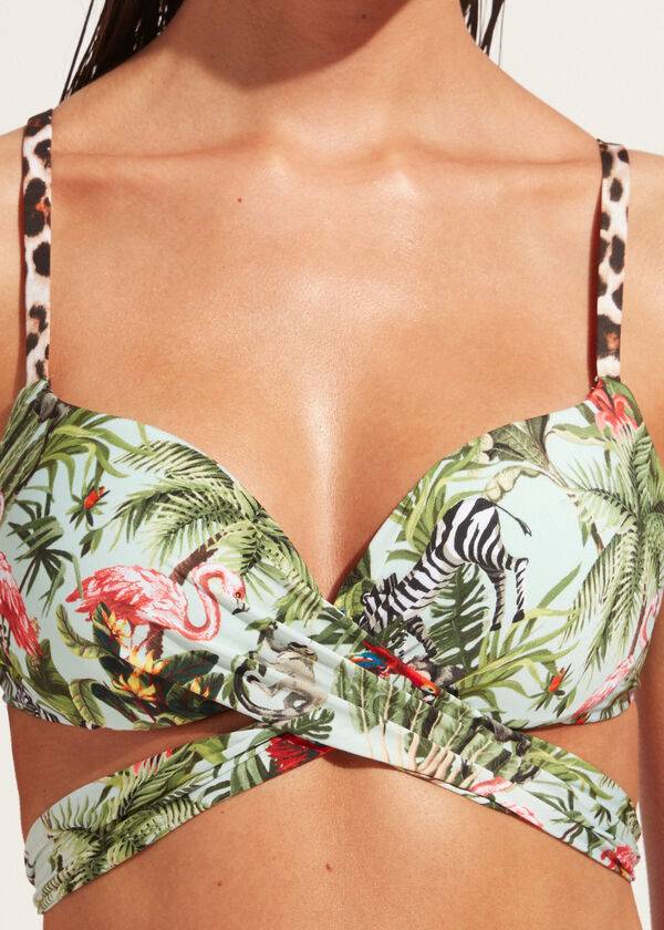 dámský zelený vyztužený push-up top calzedonia nairobi eco