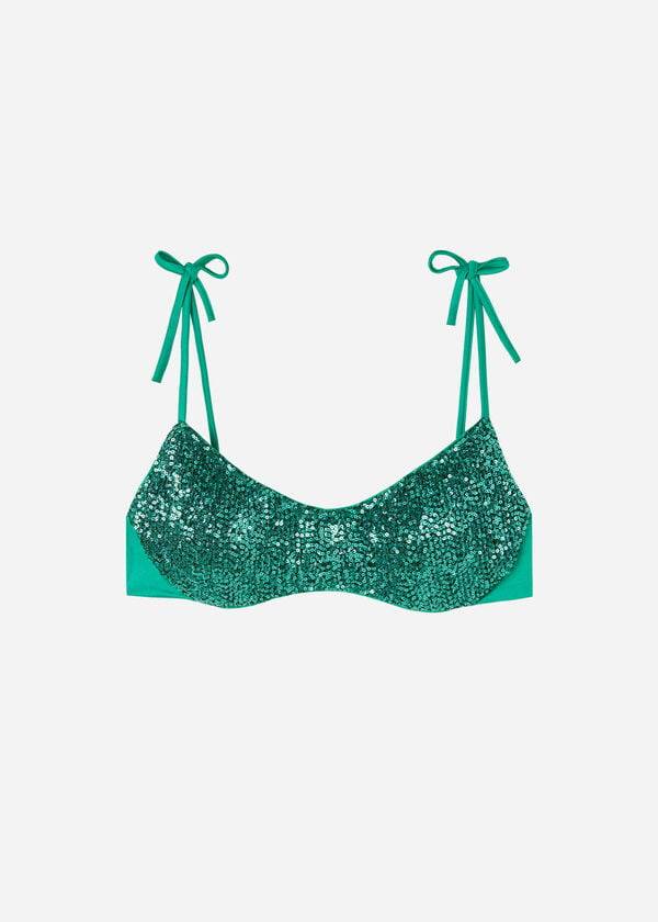 dámské vyztužené bikinové vršky calzedonia cannes v zeleném provedení