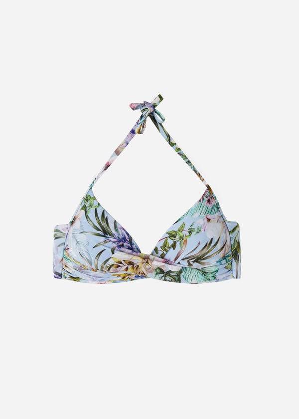 dámské vycpané trojúhelníkové bikinové vršky calzedonia atene modré