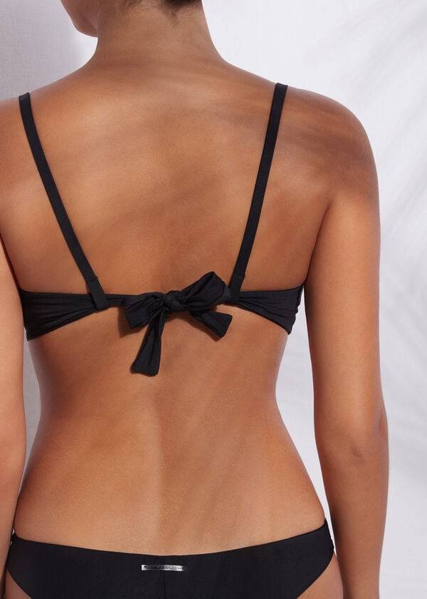 Černé dámské vycpané trojúhelníkové bikinové vršky calzedonia indonesia
