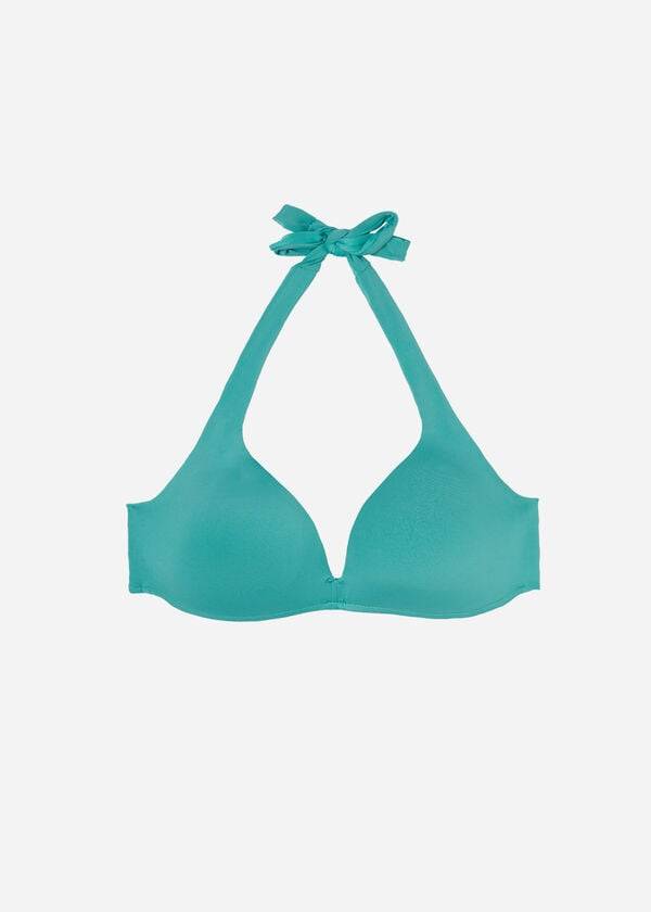 dámské vycpané trojúhelníkové bikinové vršky calzedonia indonesia eco v tyrkysové barvě