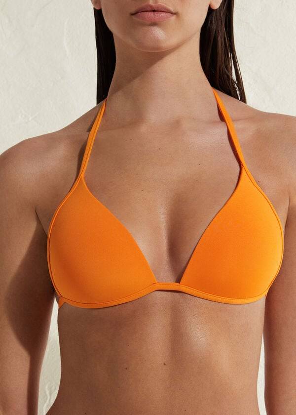 oranžové dámské vršky bikin calzedonia polstrovaný trojúhelník indonesia eco rise