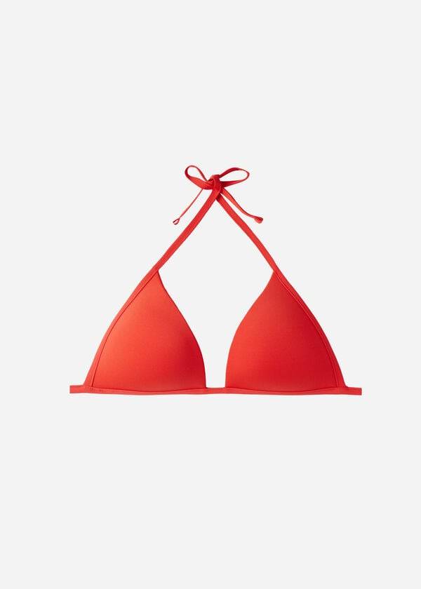 Červené dámské vycpané trojúhelníkové bikinové vršky calzedonia s eko štrasovým vzorem