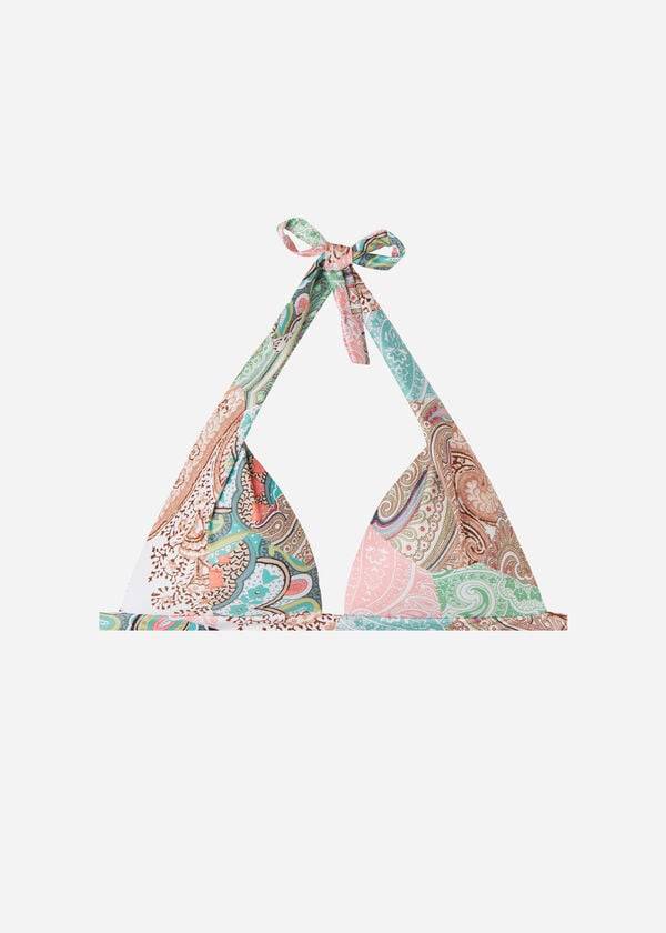 dámské vycpané bikinové vršky calzedonia s trojúhelníkovým vzorem saint tropez vícebarevné
