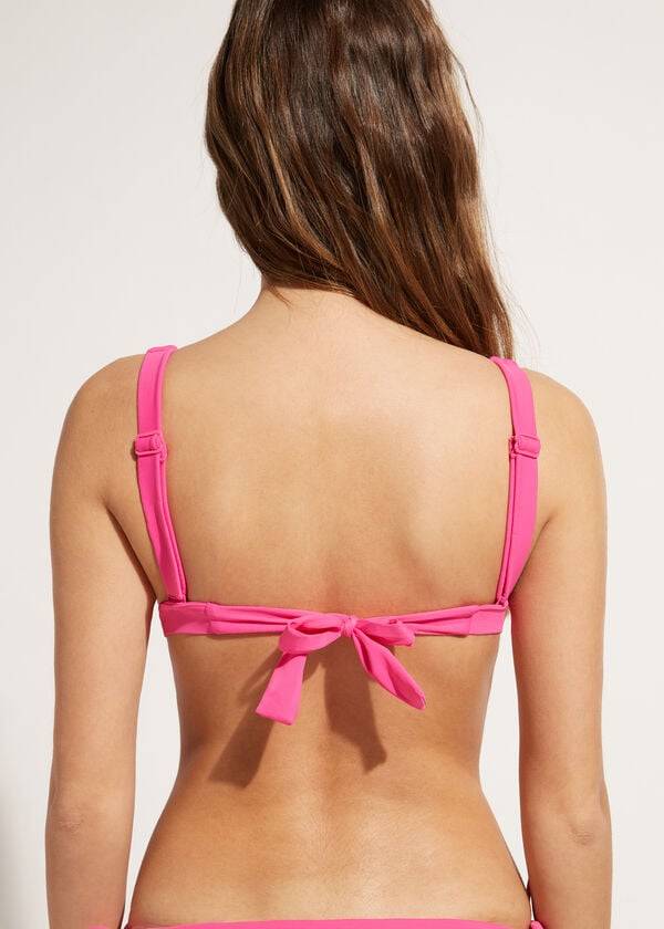 růžové dámské vycpané trojúhelníkové bikinové vršky calzedonia shanghai