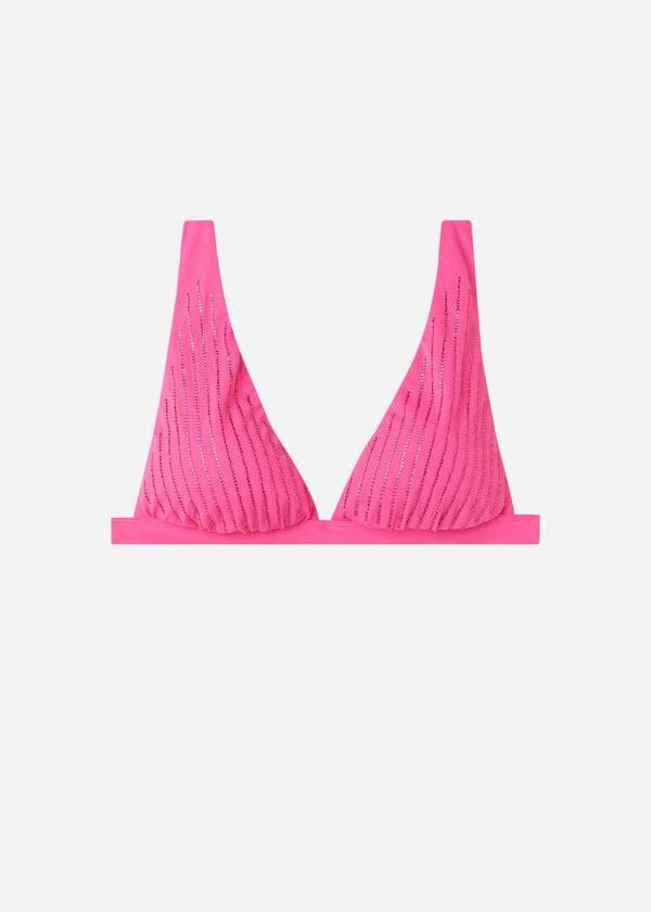 růžové dámské vycpané trojúhelníkové bikinové vršky calzedonia shanghai