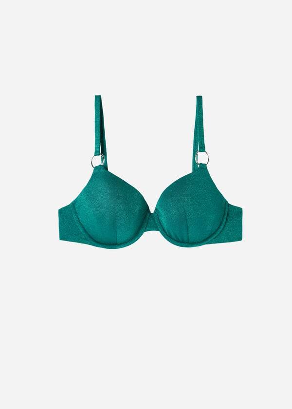 dámský zelený push-up bikinový top calzedonia hollywood