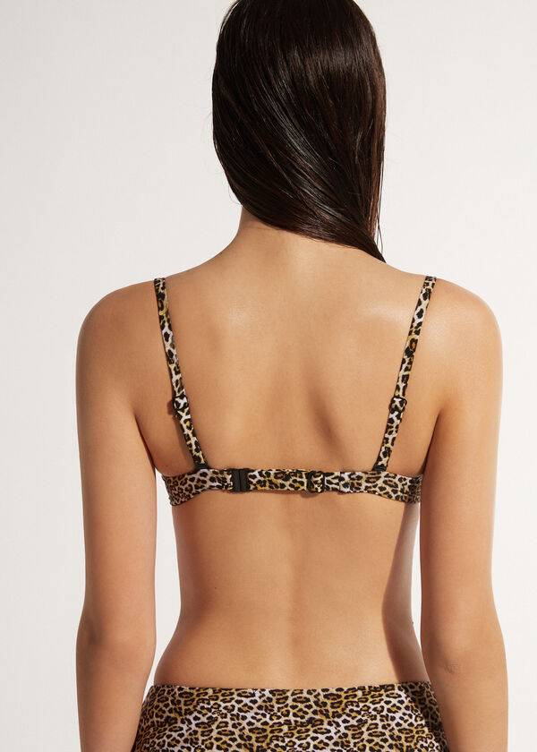 hnědé dámské plavky calzedonia s push-up vzorem malindi
