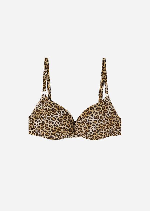hnědé dámské plavky calzedonia s push-up vzorem malindi