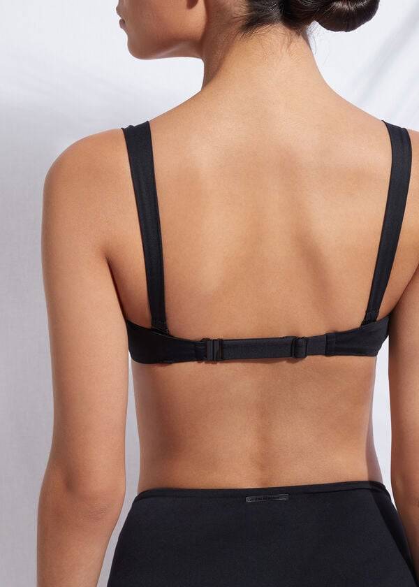 Černé dámské push-up bandeau bikinové vršky calzedonia indonesia