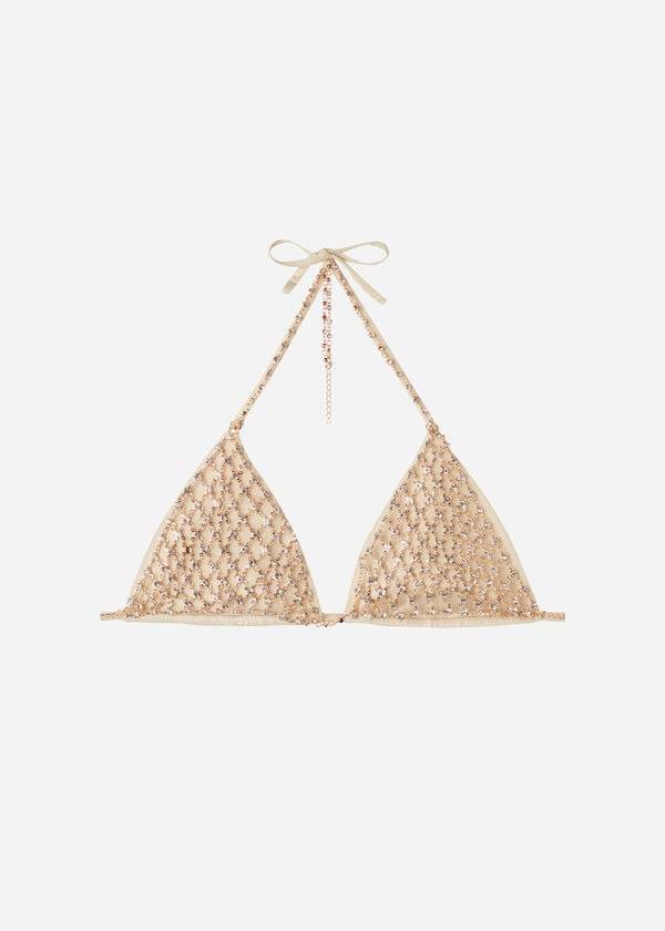 dámské bikinové vršky calzedonia s trojúhelníkovým stringem luxor ve zlaté barvě