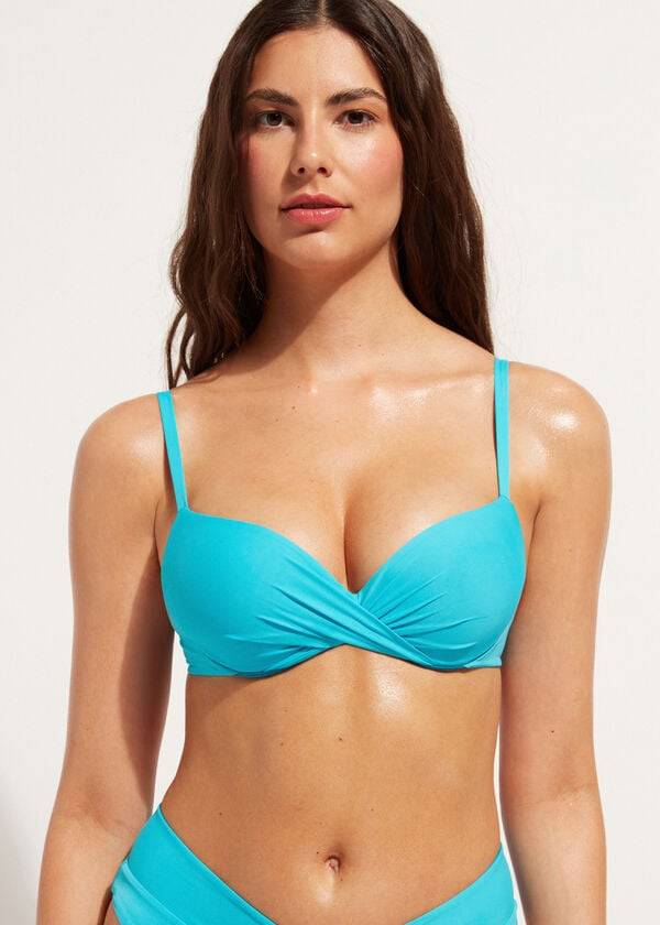 tyrkysové dámské vršky bikin calzedonia soft graduated super padded push-up indonesia