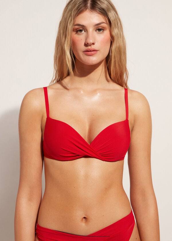 dámské červené bikinové vršky calzedonia soft graduated super padded push-up indonesia